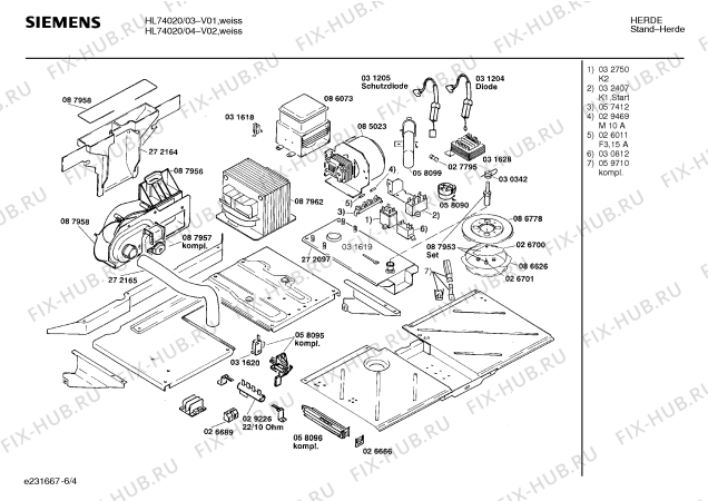 Схема №4 HL76020DK с изображением Реле для плиты (духовки) Bosch 00032407