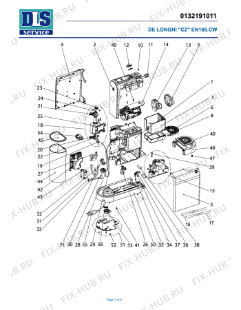 Схема №1 EN165.Y "CITIZ" с изображением Электропредохранитель для электрокофеварки DELONGHI ES0053119
