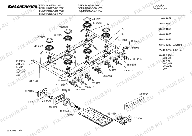 Взрыв-схема плиты (духовки) Continental FSK11K30EA AVANCE II BRANCO (LC-10) - Схема узла 04
