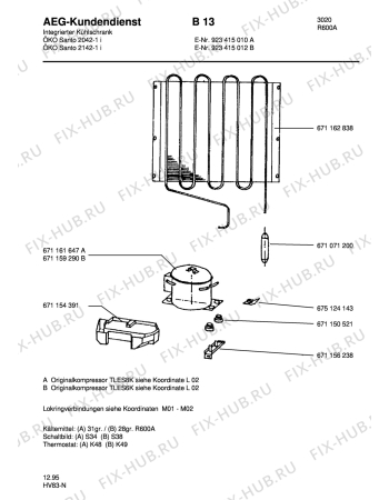 Взрыв-схема холодильника Aeg S2042-1 I - Схема узла Refrigerator cooling system