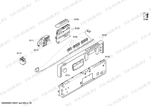 Схема №3 SRV53C03UC с изображением Модуль управления для посудомойки Bosch 00499497