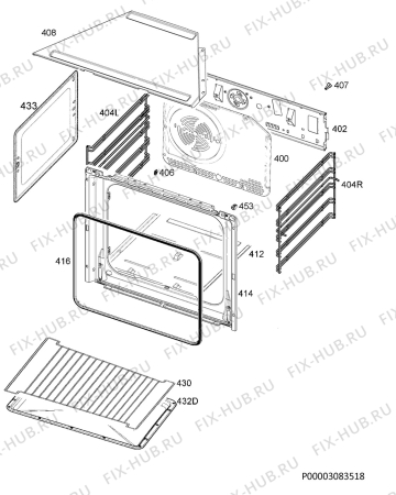 Взрыв-схема плиты (духовки) Electrolux OPEA4300X - Схема узла Oven