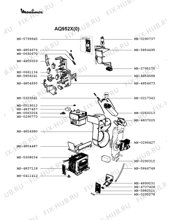 Взрыв-схема микроволновой печи Moulinex AQ952X(0) - Схема узла 8P002384.0P4