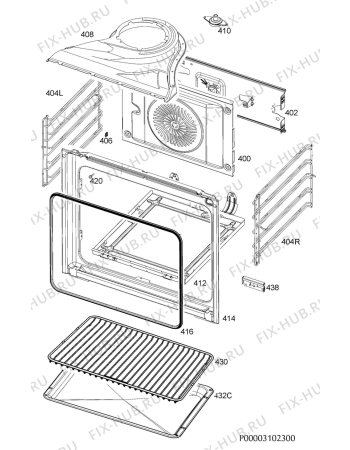 Взрыв-схема плиты (духовки) Aeg BE3003501M - Схема узла Oven