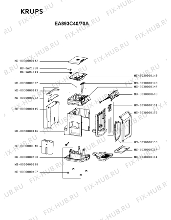 Схема №4 EA893D40/700 с изображением Часть корпуса для электрокофемашины Krups MS-8030000152