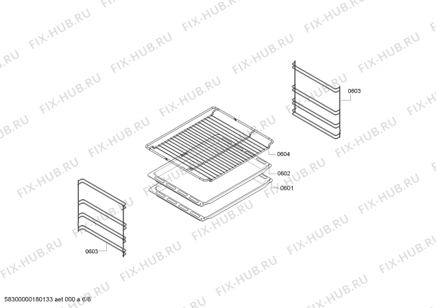 Взрыв-схема плиты (духовки) Bosch HBN431E4F - Схема узла 06