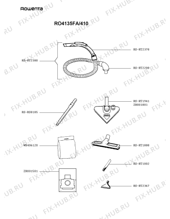 Взрыв-схема пылесоса Rowenta RO4135FA/410 - Схема узла 1P002883.7P2