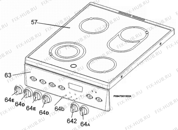 Взрыв-схема плиты (духовки) Electrolux EKV5605X - Схема узла Section 4