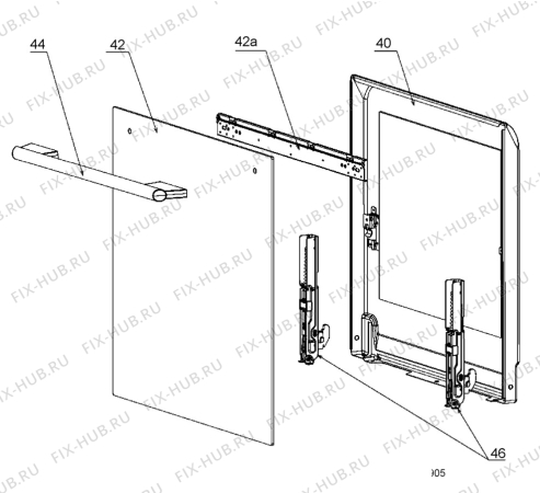 Взрыв-схема плиты (духовки) Faure FCV565MWC - Схема узла Door