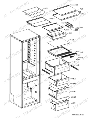Взрыв-схема холодильника Electrolux EN9000X2 - Схема узла Internal parts