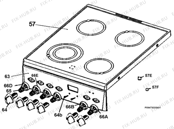 Взрыв-схема плиты (духовки) Electrolux EKC512500W - Схема узла Section 4