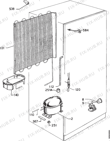 Взрыв-схема холодильника Zanussi ZFC19/1K - Схема узла Cooling system 017