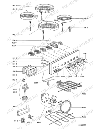 Взрыв-схема плиты (духовки) Whirlpool ACM 349 WH - Схема узла