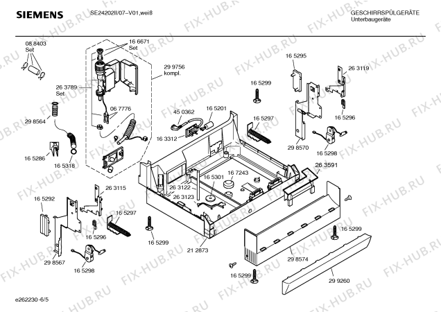 Взрыв-схема посудомоечной машины Siemens SE24202II Pianissimo - Схема узла 05