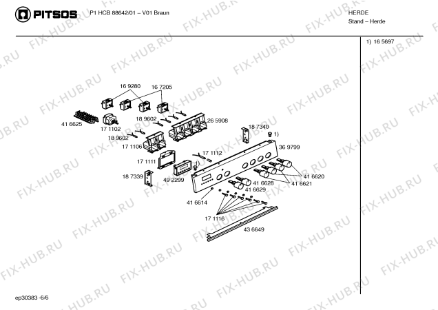 Взрыв-схема плиты (духовки) Pitsos P1HCB88642 - Схема узла 06