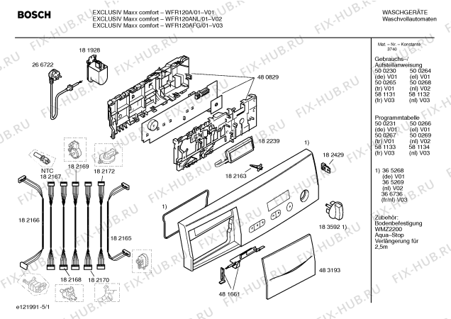 Схема №4 WFR120A Exclusiv Maxx comfort WFR120A с изображением Панель управления для стиральной машины Bosch 00365268