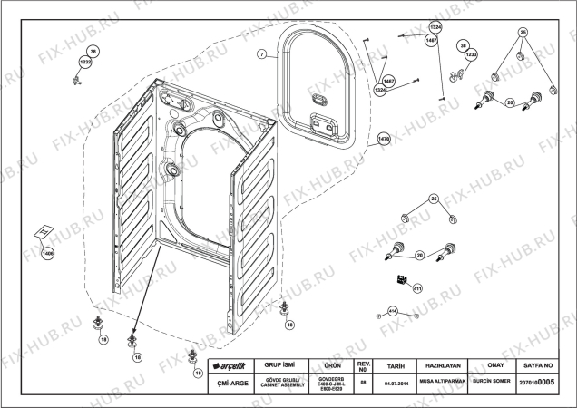 Схема №4 BLOMBERG WAF 6300 A (7135681400) с изображением Рукоятка для стиралки Beko 2822365000