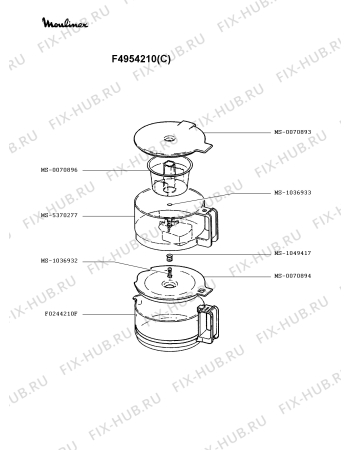 Взрыв-схема чайника (термопота) Moulinex F4954210(C) - Схема узла FP001909.5P2