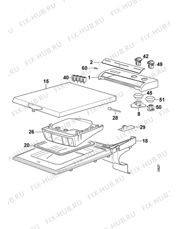 Взрыв-схема стиральной машины Rex RL6TG - Схема узла Control panel and lid