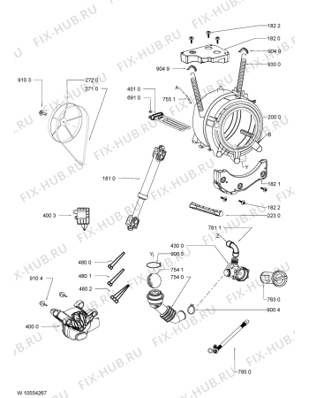 Схема №1 AWIC 10914 с изображением Клавиша для стиралки Whirlpool 481010383907