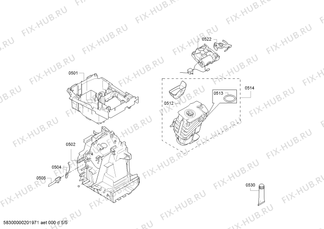 Взрыв-схема кофеварки (кофемашины) Siemens TI915M89RW EQ.9 s500 - Схема узла 05