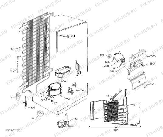 Взрыв-схема холодильника Aeg SCE81826TS - Схема узла Cooling system 017
