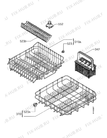Взрыв-схема посудомоечной машины Alno ZOP31W - Схема узла Baskets, tubes 061