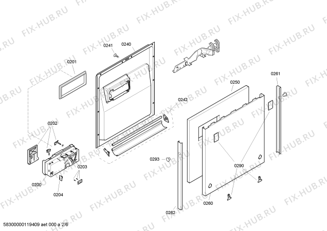 Схема №2 DF260160 с изображением Рамка для электропосудомоечной машины Bosch 00449764