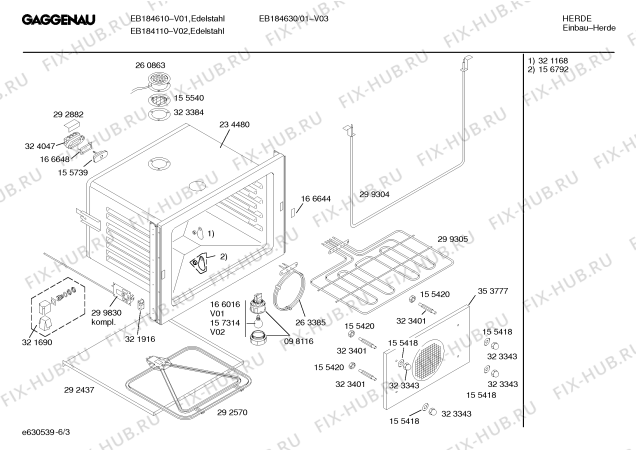 Схема №3 EB185110 с изображением Инструкция по эксплуатации Gaggenau для духового шкафа Bosch 00521020