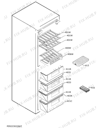 Взрыв-схема холодильника Aeg SCE72716VM - Схема узла Internal parts