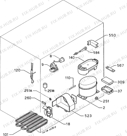 Взрыв-схема холодильника Zanussi ZFT214 - Схема узла Cooling system 017