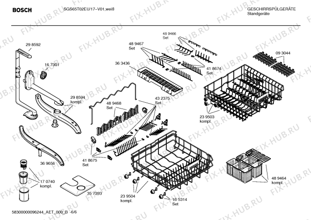 Схема №2 SGS65T02EU с изображением Инструкция по эксплуатации для посудомоечной машины Bosch 00590273