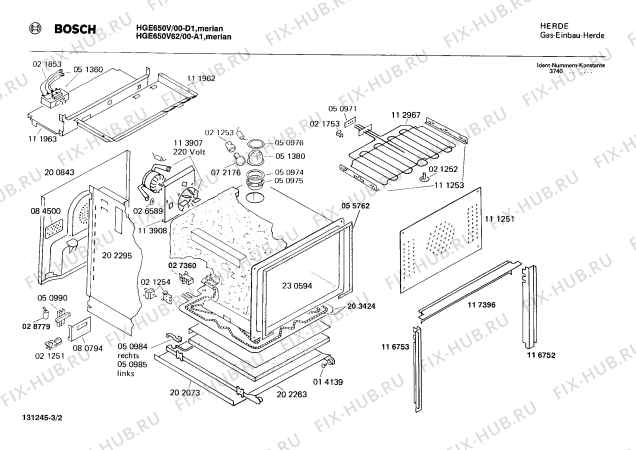 Взрыв-схема плиты (духовки) Bosch HGE650V - Схема узла 02