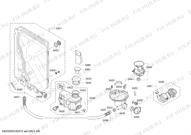 Взрыв-схема посудомоечной машины Siemens SX65M045EU - Схема узла 04
