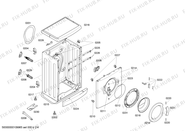 Взрыв-схема стиральной машины Bosch WFCX2061PL Maxx 4 WFCX2061 - Схема узла 02