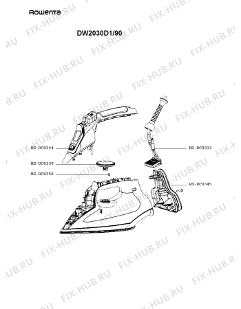 Схема №1 DW2030D2/90 с изображением Рукоятка для утюга (парогенератора) Rowenta RS-DC0344