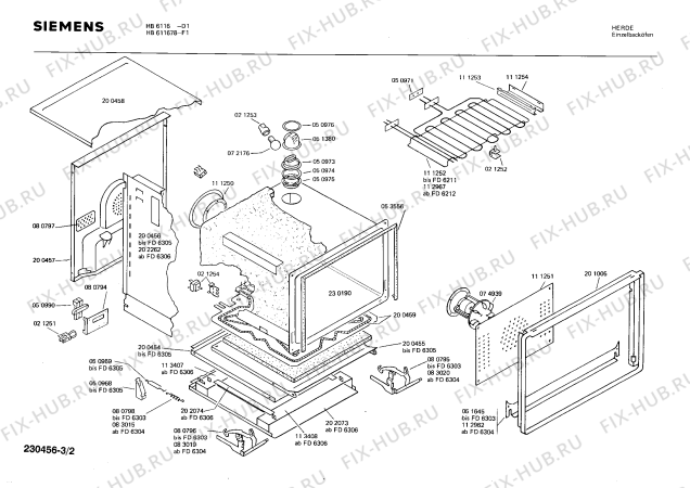 Взрыв-схема плиты (духовки) Siemens HB6116 - Схема узла 02