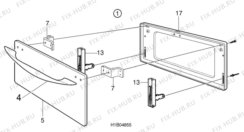 Взрыв-схема посудомоечной машины Electrolux EK5141 - Схема узла H10 Oven Door bi (small)