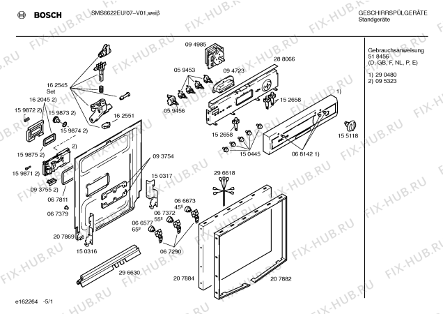 Схема №2 SMS6622EU с изображением Инструкция по эксплуатации для посудомойки Bosch 00518456