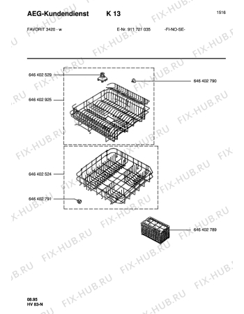 Взрыв-схема посудомоечной машины Aeg FAV3420W NS - Схема узла Baskets, tubes 061