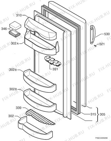 Взрыв-схема холодильника Electrolux ER6338T - Схема узла Door 003