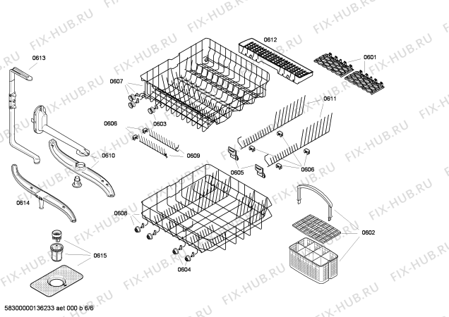 Взрыв-схема посудомоечной машины Bosch SGV43E73SK - Схема узла 06
