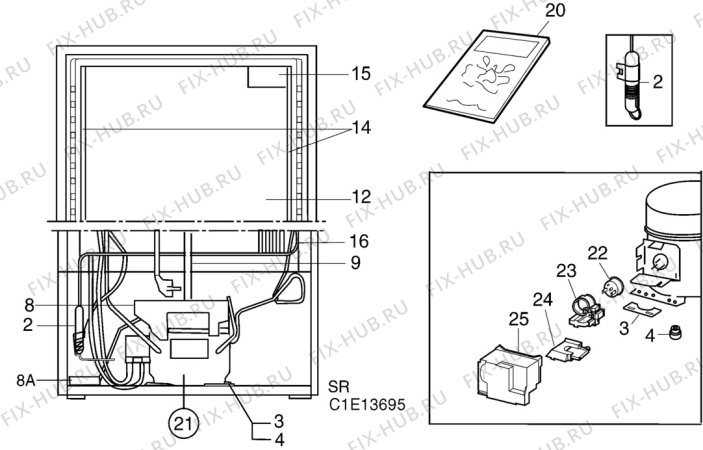 Взрыв-схема холодильника Zanussi KS352 - Схема узла C10 Cold, users manual