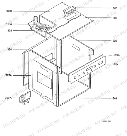 Взрыв-схема плиты (духовки) Aeg Electrolux E4001-7-M - Схема узла Housing 001