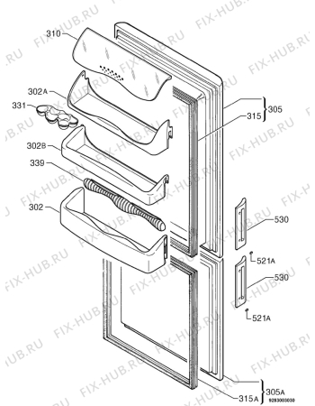 Взрыв-схема холодильника Zanussi ZK26/11ATT - Схема узла Door 003