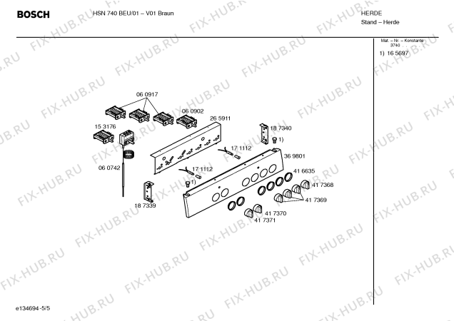 Взрыв-схема плиты (духовки) Bosch HSN740BEU - Схема узла 05