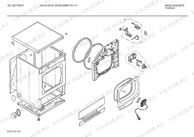 Схема №3 WTADD07FF DE DIETRICH SD1612F23 с изображением Панель для электросушки Bosch 00282752