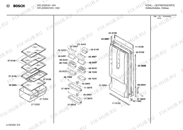 Взрыв-схема холодильника Bosch KFL2335 - Схема узла 02
