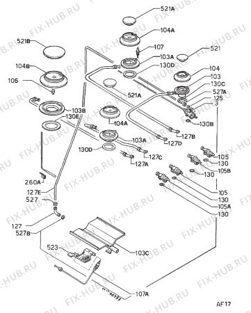 Взрыв-схема плиты (духовки) Privileg 024.929 2 - Схема узла Functional parts 267