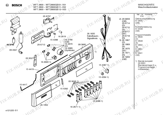 Схема №4 WFK2800 с изображением Инструкция по установке/монтажу для стиральной машины Bosch 00518039